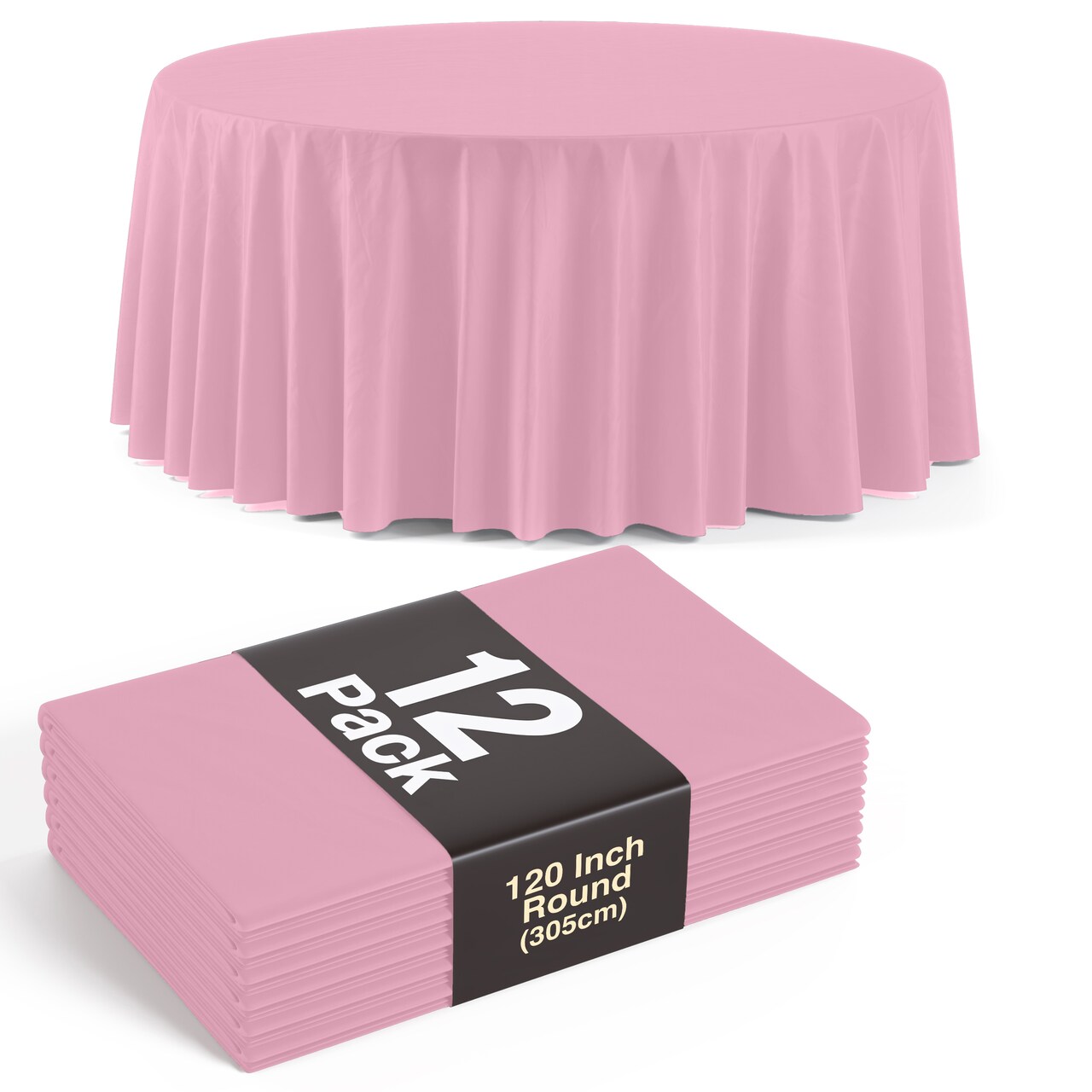 Bulk Pack Plastic Table Cloth - 120 Inch Round Disposable Tablecloth for Parties - Round Tablecloth - Disposable Table Cloths for Parties-Exquisite Party Solids